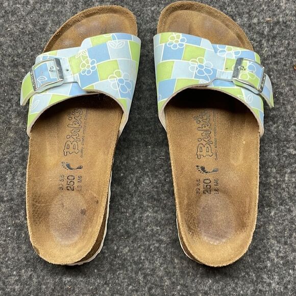 Birkenstock Birkies Madrid Blue Green White Slides Size 39 - Picture 10 of 12